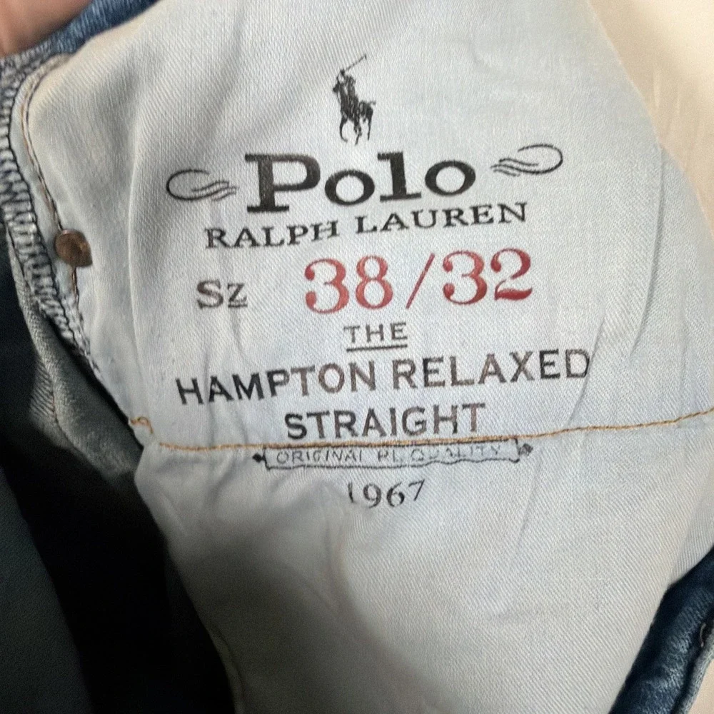 Polo Ralph Lauren Jeans 38x32 Blue 867‎ Classic Fit Straight Light Wash Denim